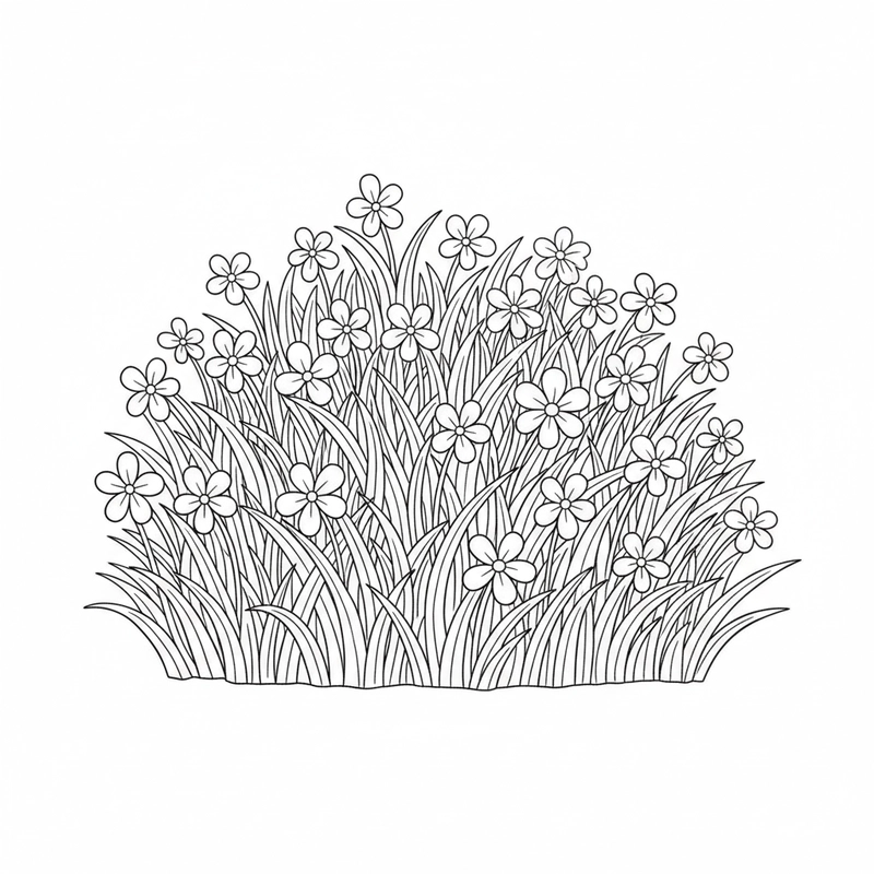 Tranh tô màu bụi cỏ cho bé