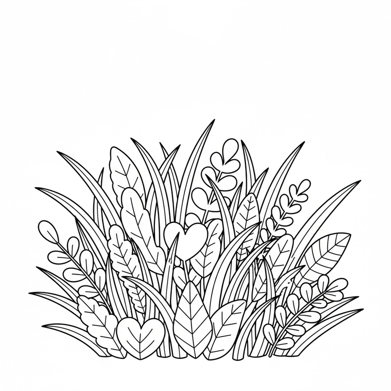 Tranh tô màu bụi cỏ cho trẻ em