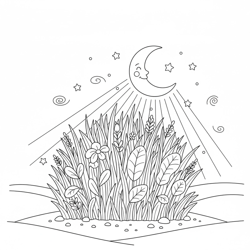 Tranh tô màu bụi cỏ đẹp mắt
