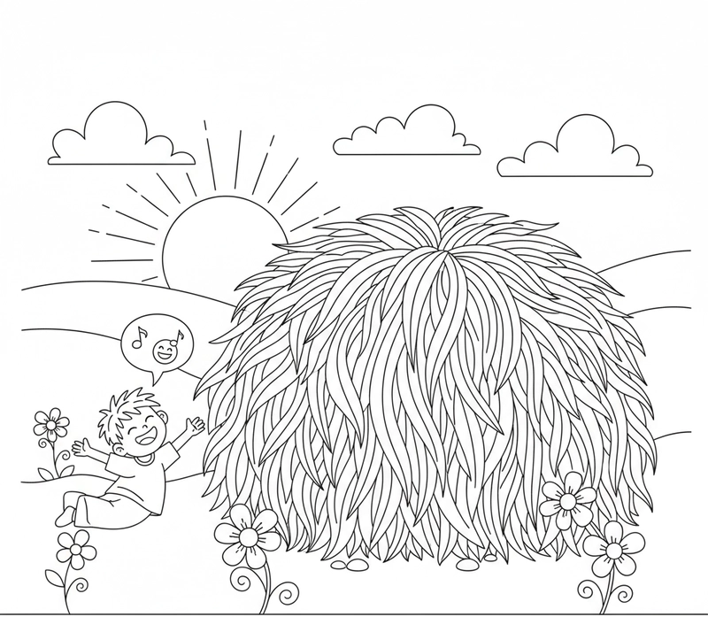 Tranh tô màu bụi cỏ tự nhiên