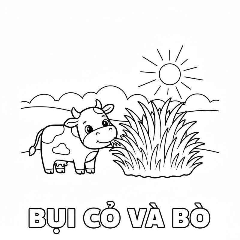 Tranh tô màu bụi cỏ xanh mát