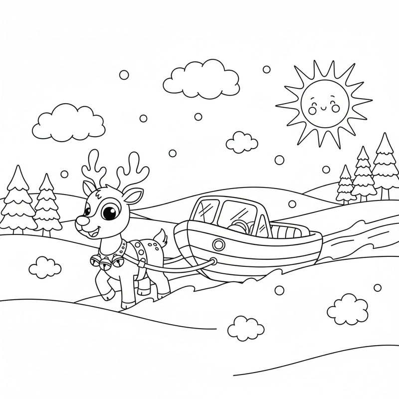 Tranh tô màu ca nô hoạt hình