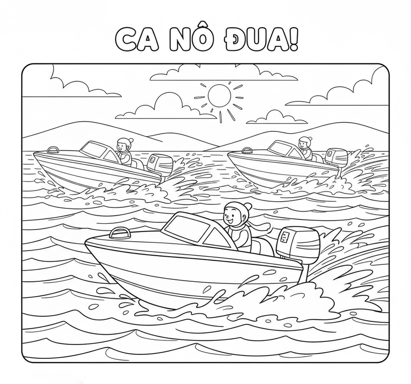 Tranh tô màu ca nô vui nhộn