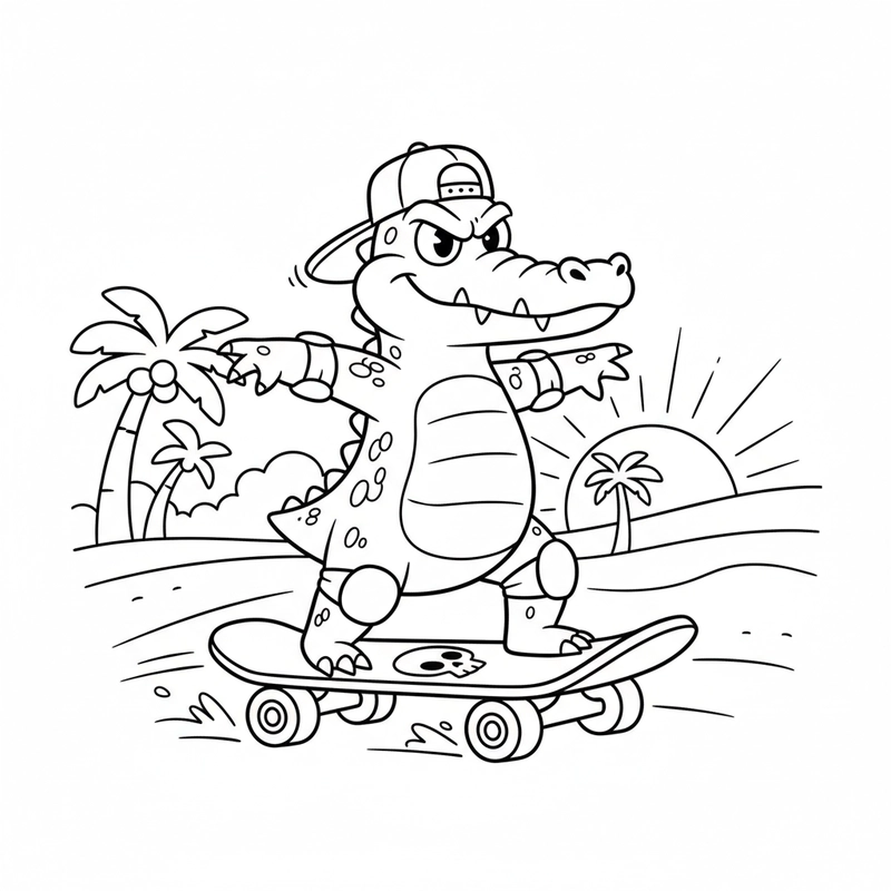 Tranh tô màu cá sấu đơn giản
