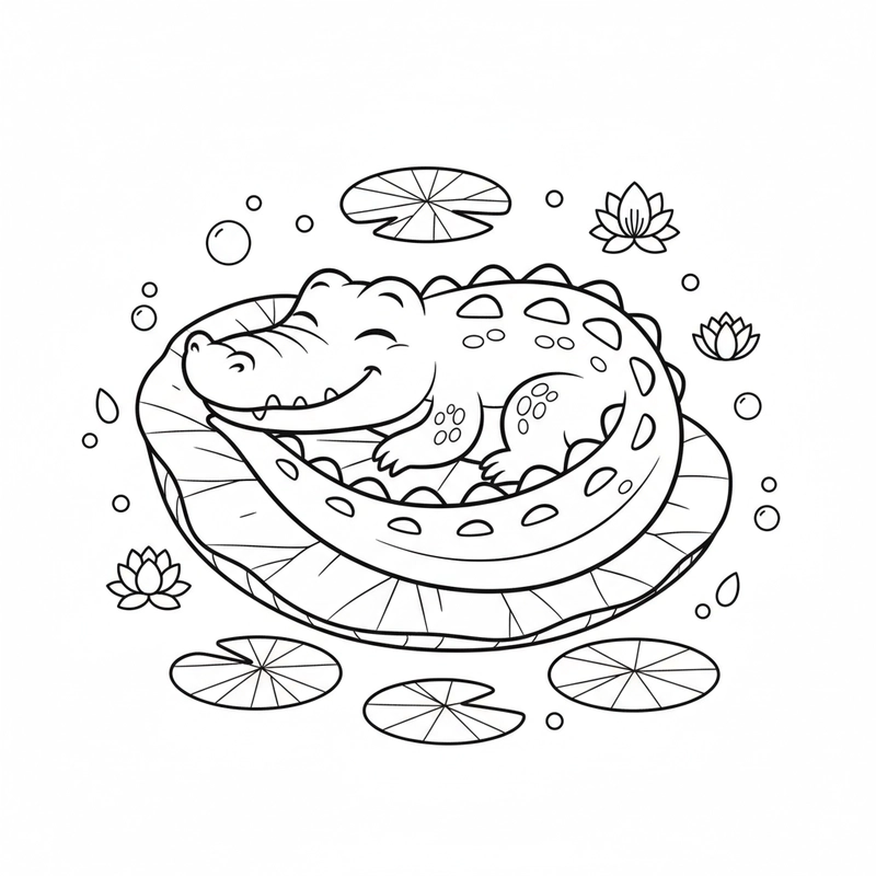 Tranh tô màu cá sấu vui nhộn