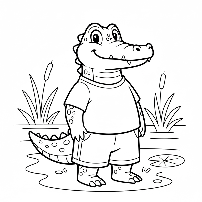 Tranh tô màu cá sấu vui tươi