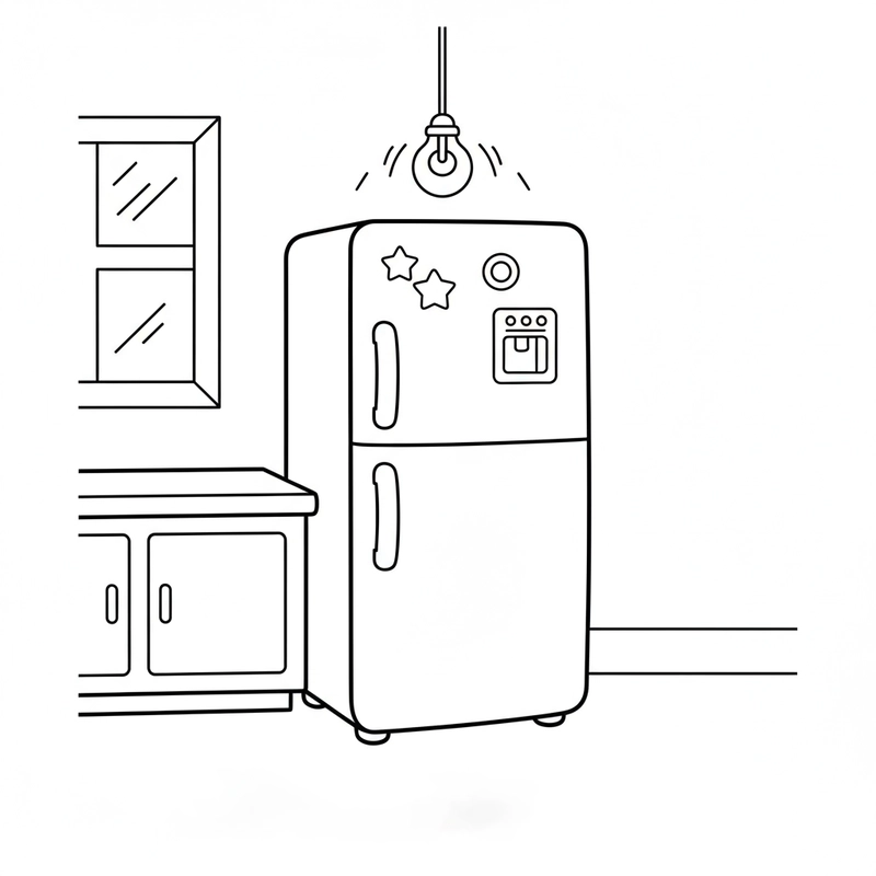 Tranh tô màu cái tủ lạnh 3 tầng