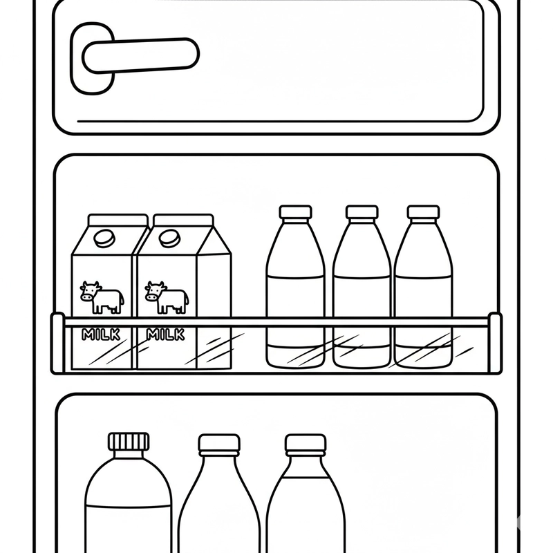 Tranh tô màu cái tủ lạnh đáng yêu