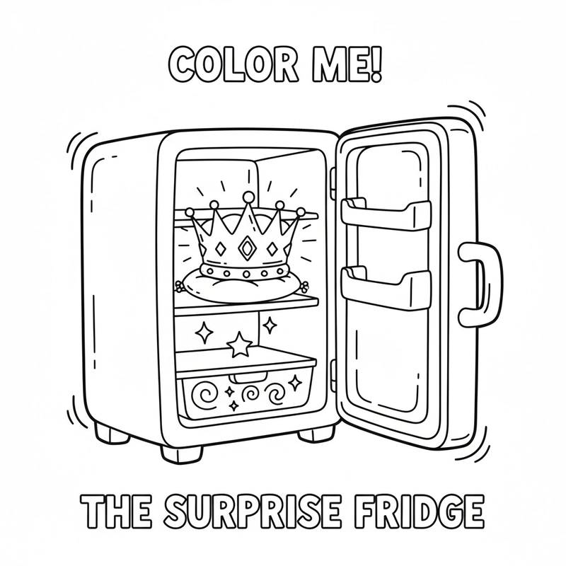 Tranh tô màu cái tủ lạnh dễ thương