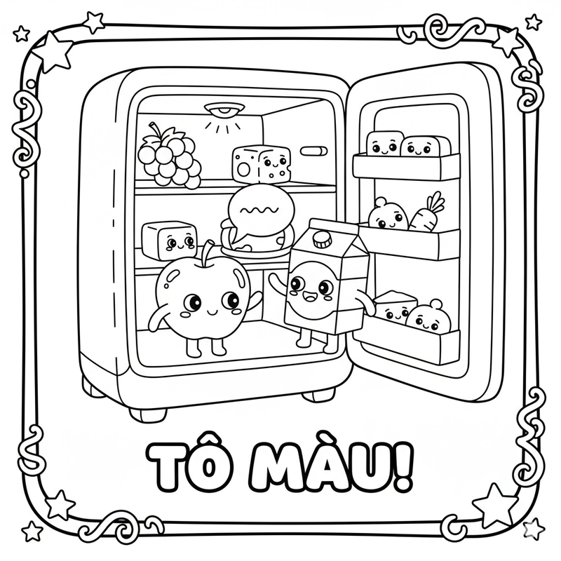 Tranh tô màu cái tủ lạnh hiện đại