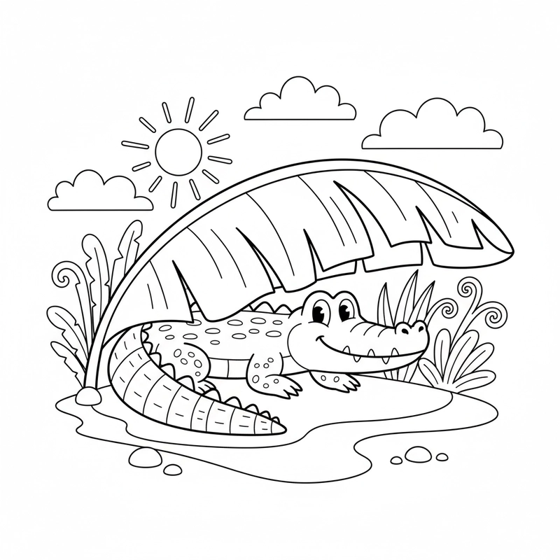 Tranh tô màu con cá sấu cho bé