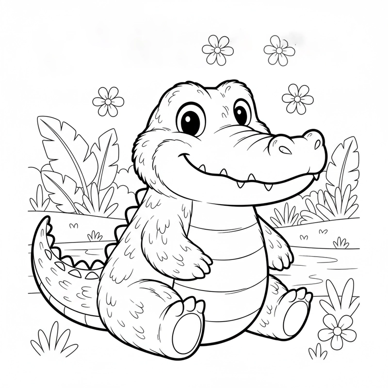 Tranh tô màu con cá sấu đẹp