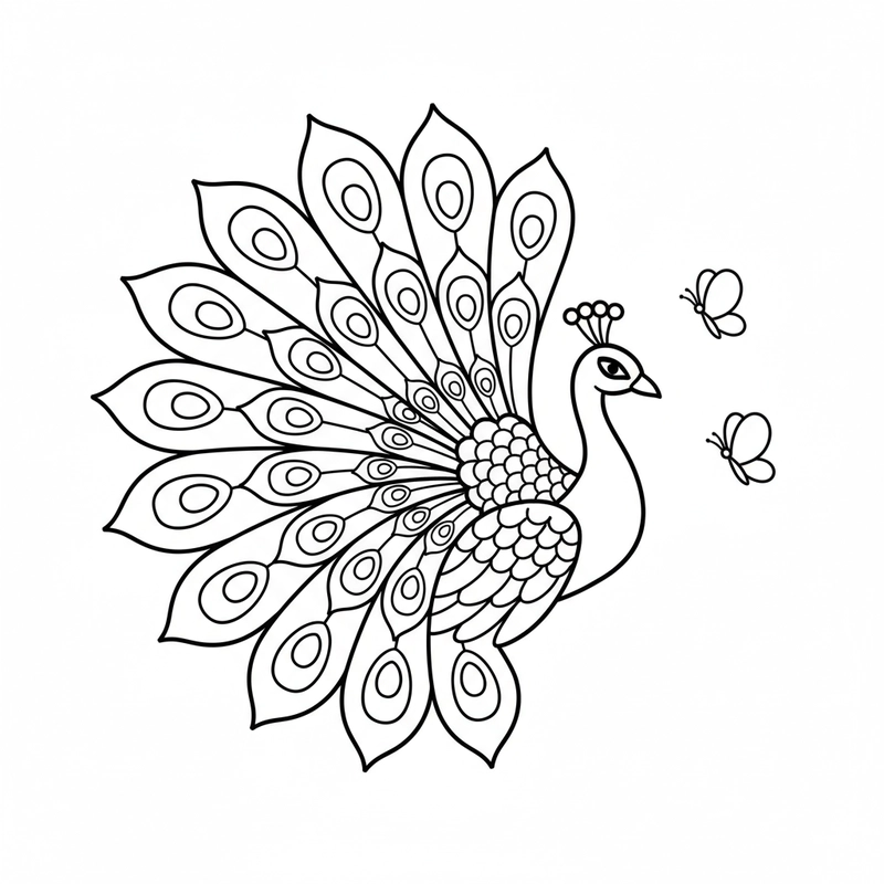 Tranh tô màu con công đơn giản