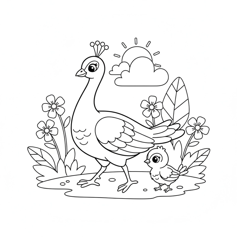 Tranh tô màu con công