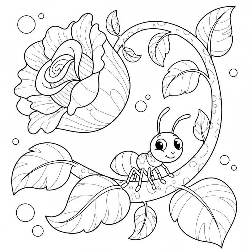 Tranh tô màu con kiến trong thiên nhiên