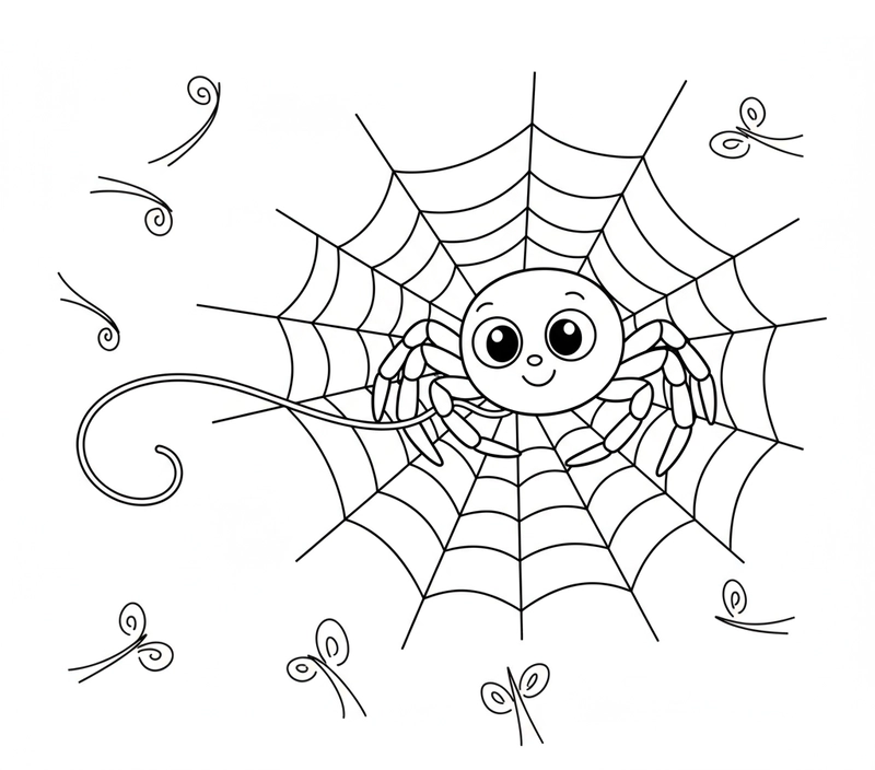 Tranh tô màu con nhện nhỏ dễ thương