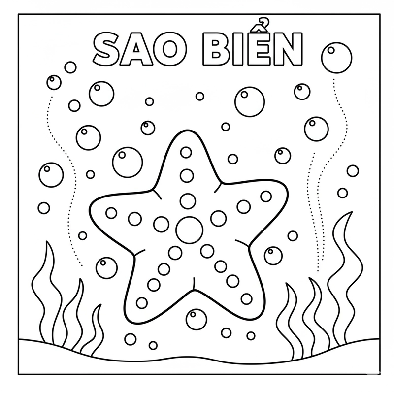 Tranh tô màu con sao biển dễ thương