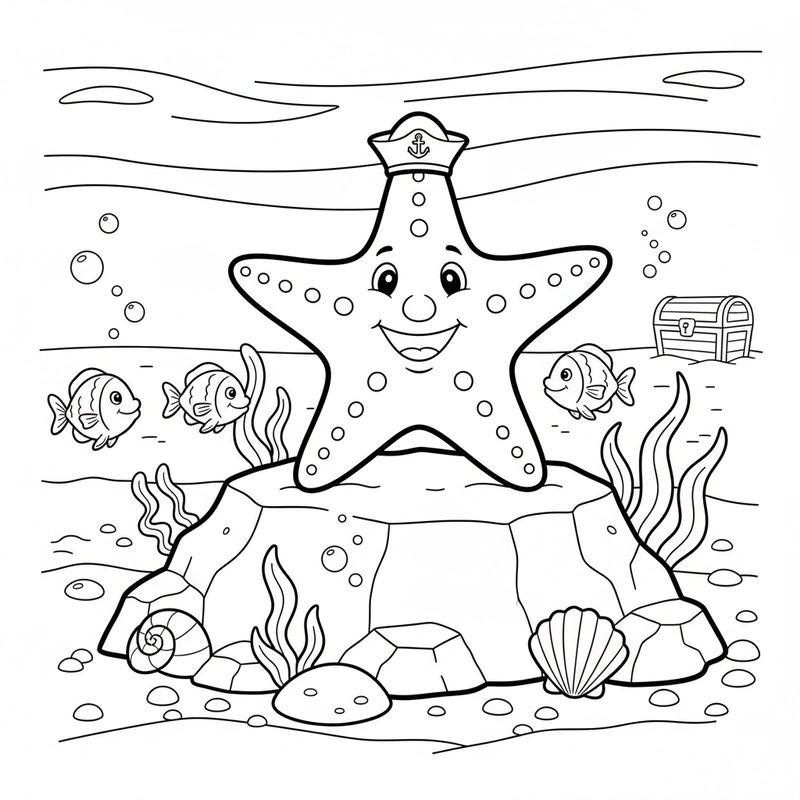 Tranh tô màu con sao biển dưới đại dương