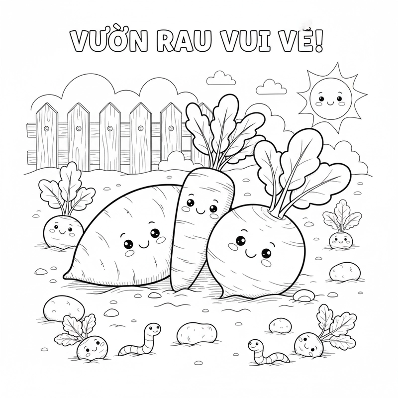 Tranh tô màu củ khoai lang sáng tạo