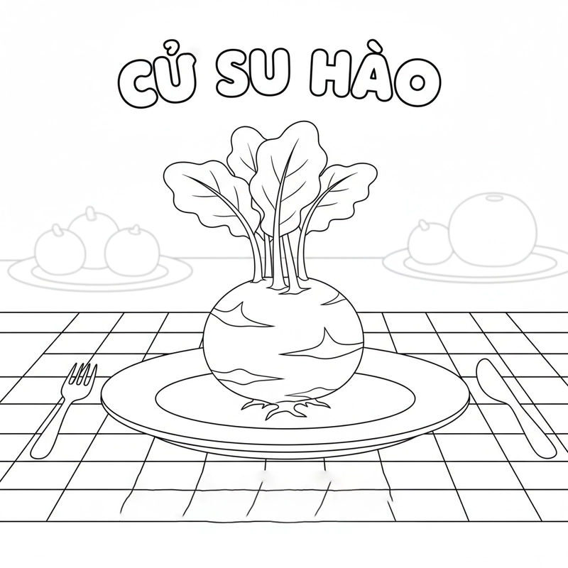 Tranh tô màu củ su hào đơn giản