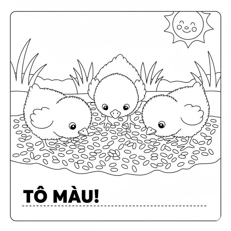 Tranh tô màu đàn gà