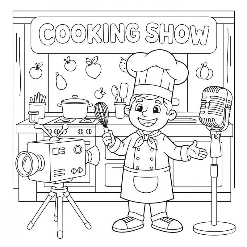 Tranh tô màu đầu bếp dễ thương