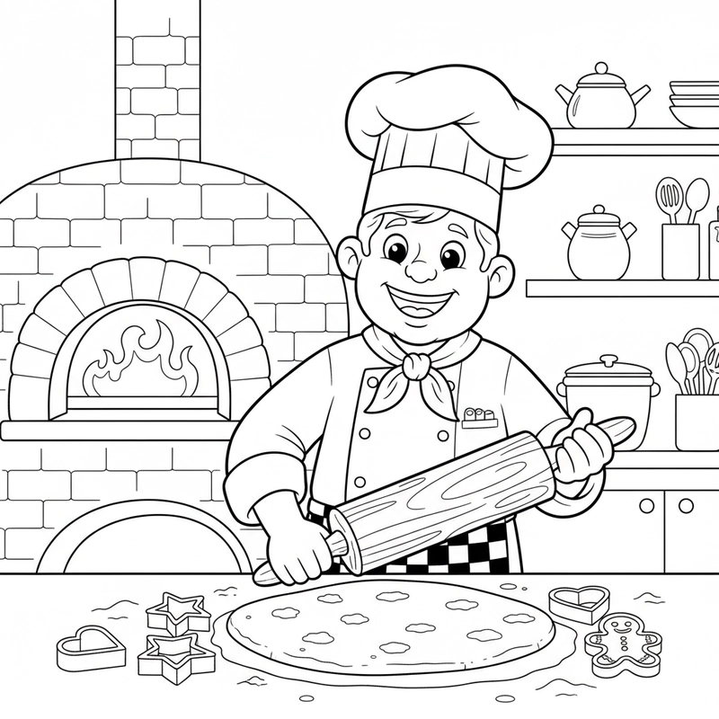 Tranh tô màu đầu bếp nam vui vẻ