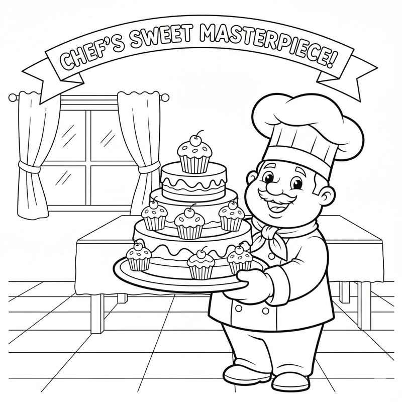 Tranh tô màu đầu bếp sáng tạo