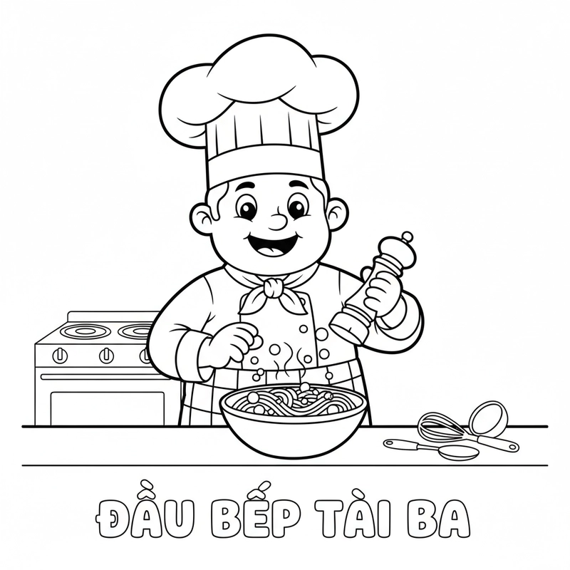 Tranh tô màu đầu bếp trẻ trung