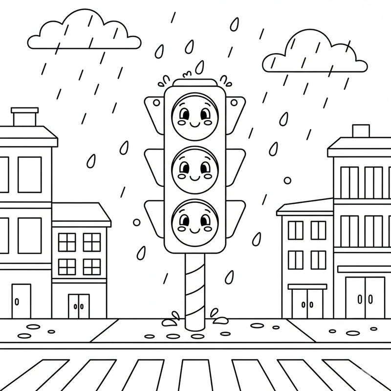 Tranh tô màu đèn giao thông đẹp