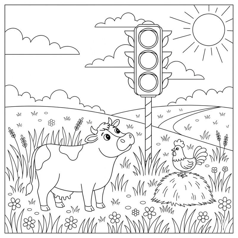 Tranh tô màu đèn giao thông