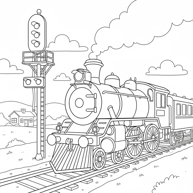 Tranh tô màu đèn tín hiệu sáng tạo