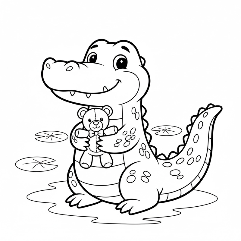 Tranh tô màu hình con cá sấu