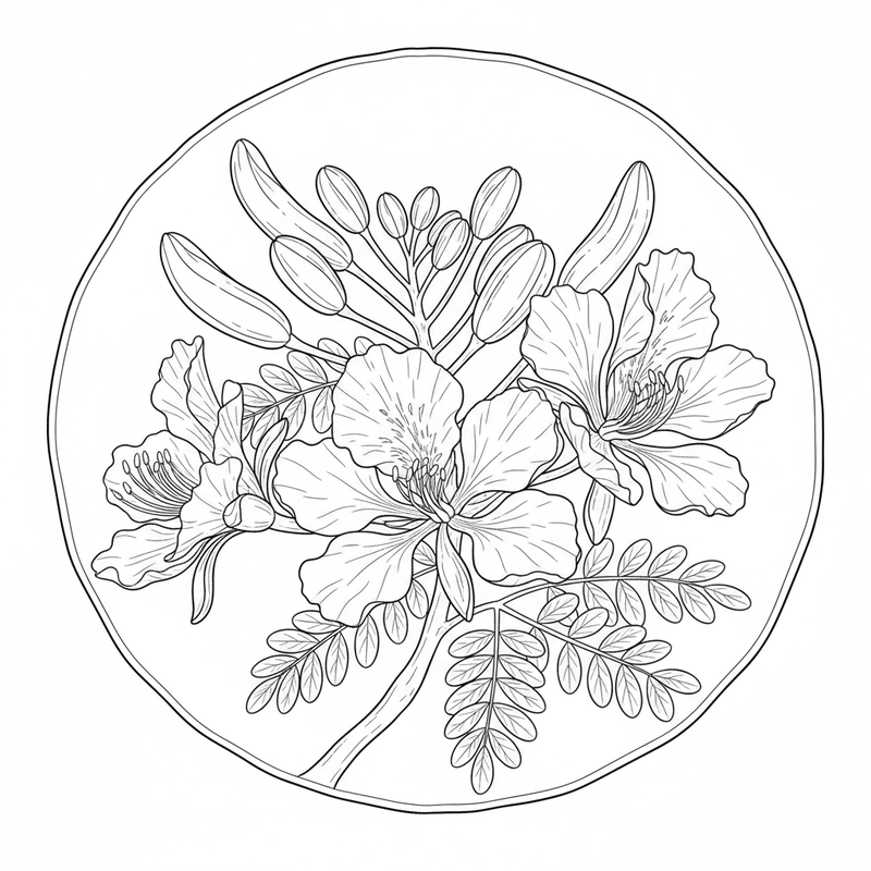 Tranh tô màu hoa phượng đơn giản