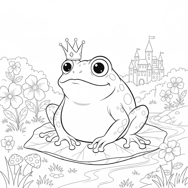 Tranh tô màu hoàng tử cổ tích Ếch