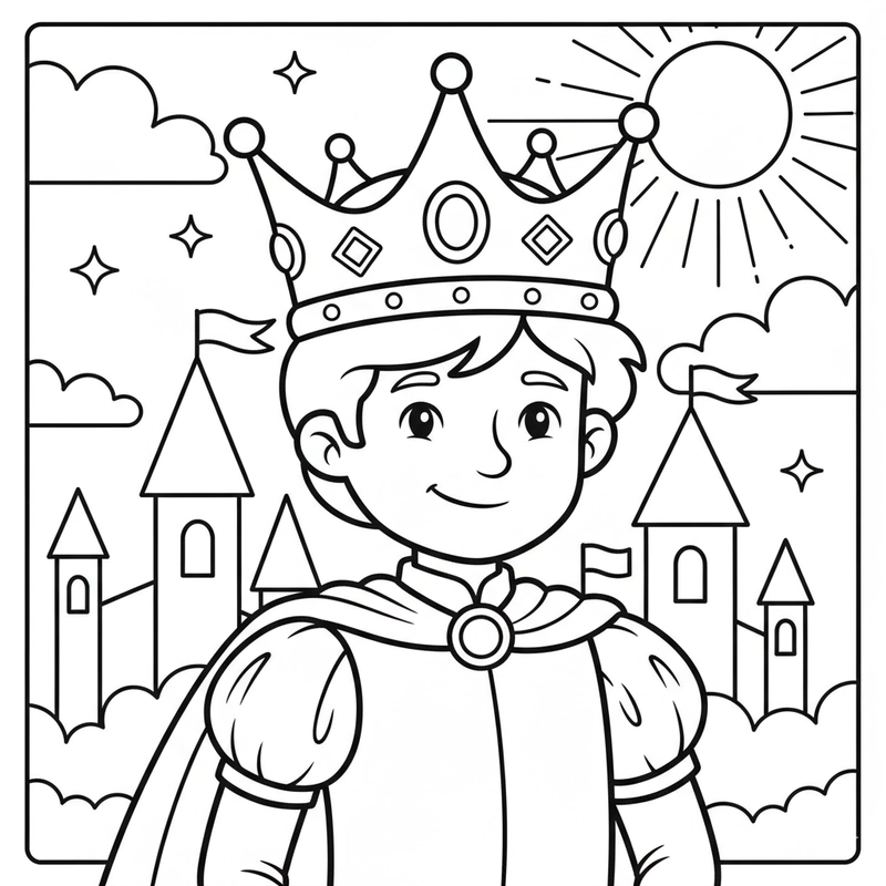 Tranh tô màu hoàng tử dễ thương