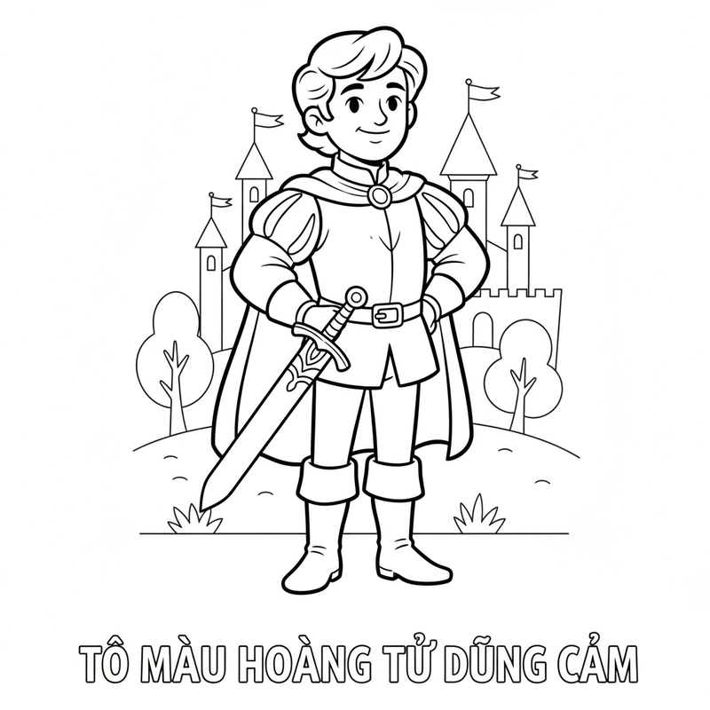 Tranh tô màu hoàng tử mạnh mẽ