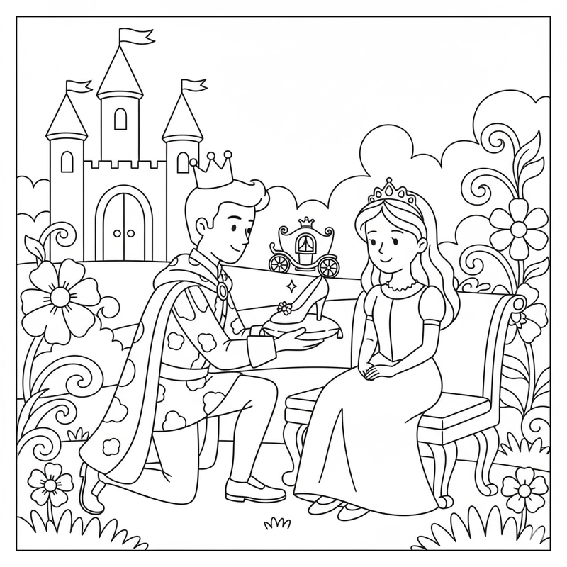 Tranh tô màu hoàng tử và công chúa đẹp