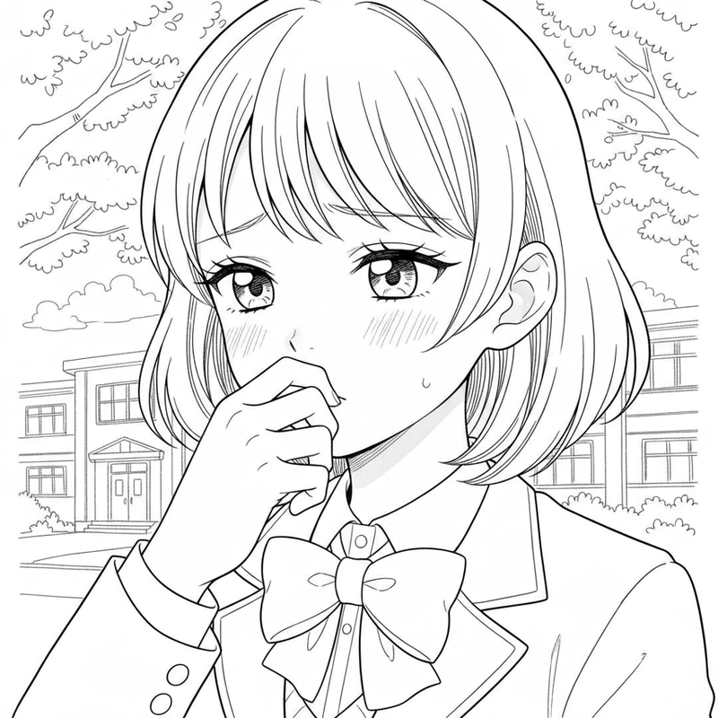 Tranh tô màu học sinh anime xinh xắn