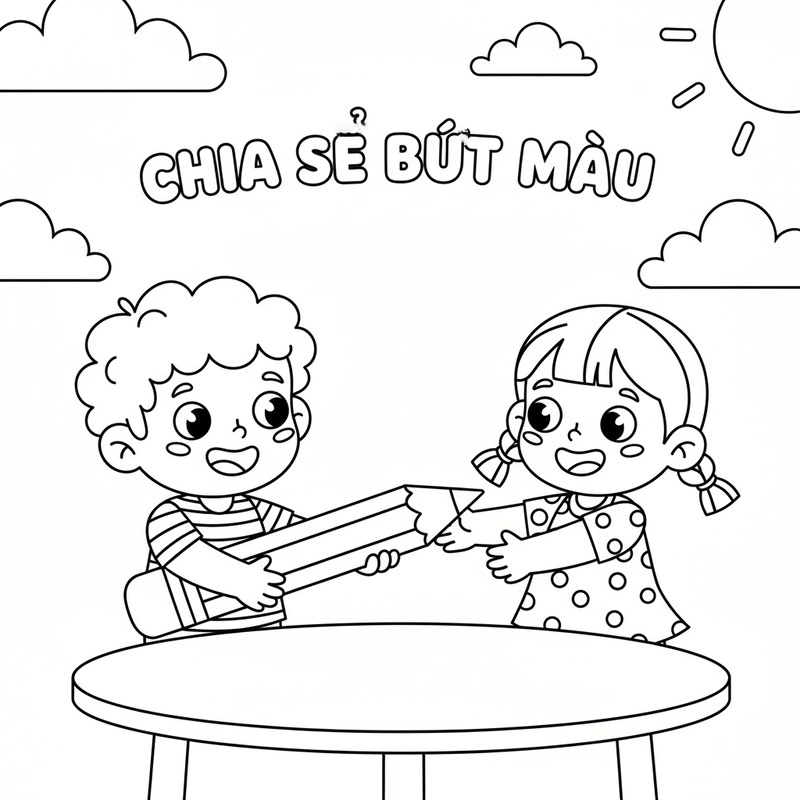 Tranh tô màu học sinh cư xử đúng mực