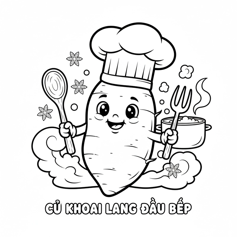Tranh tô màu khoai lang vui nhộn