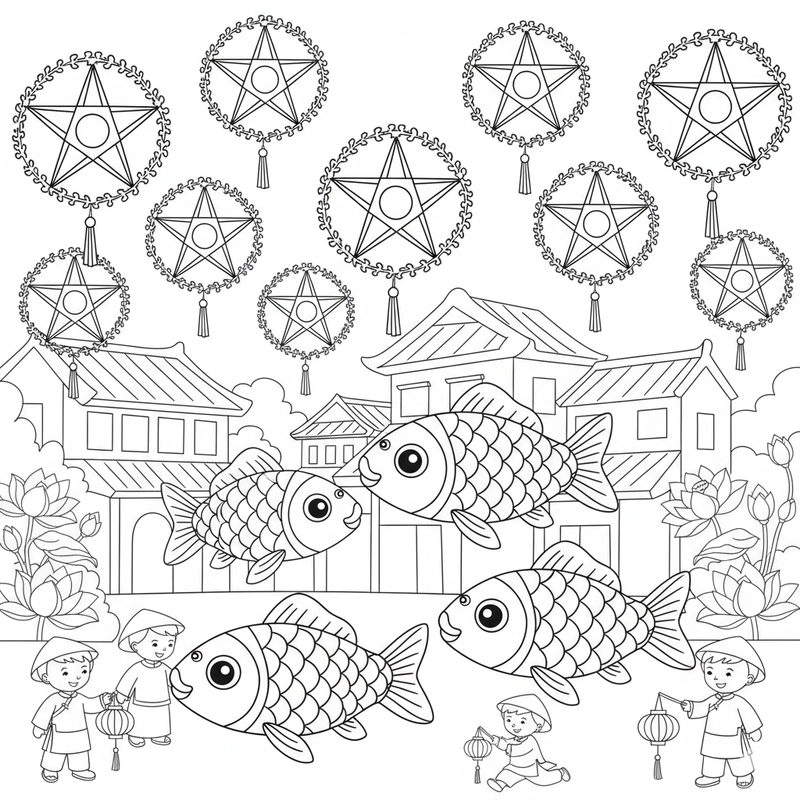 Tranh tô màu lễ hội truyền thống dân tộc