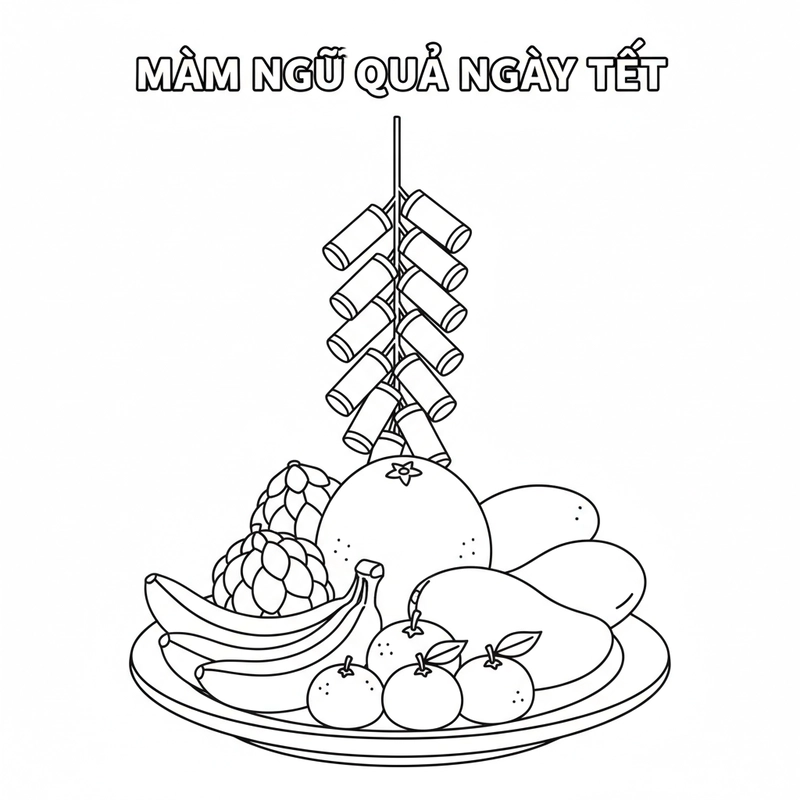 Tranh tô màu mâm ngũ quả