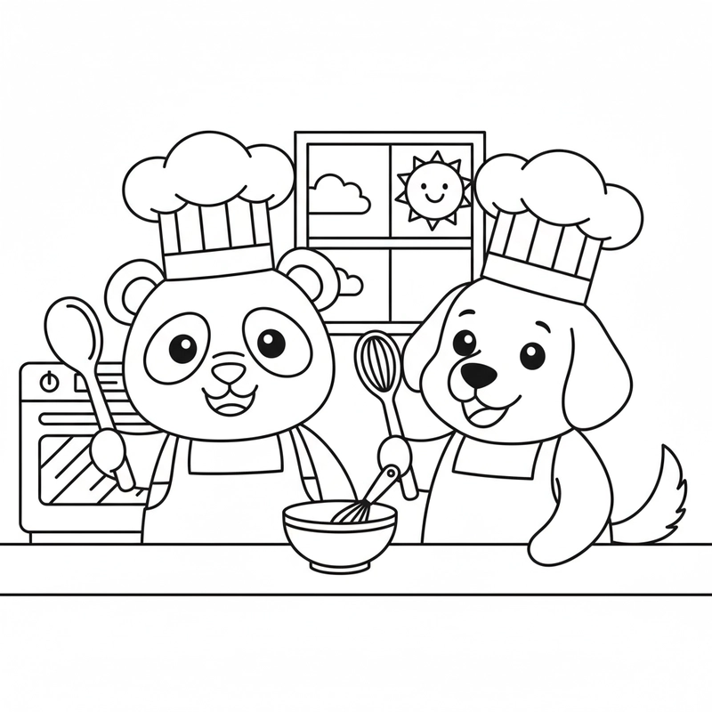 Tranh tô màu nghề đầu bếp cho bé