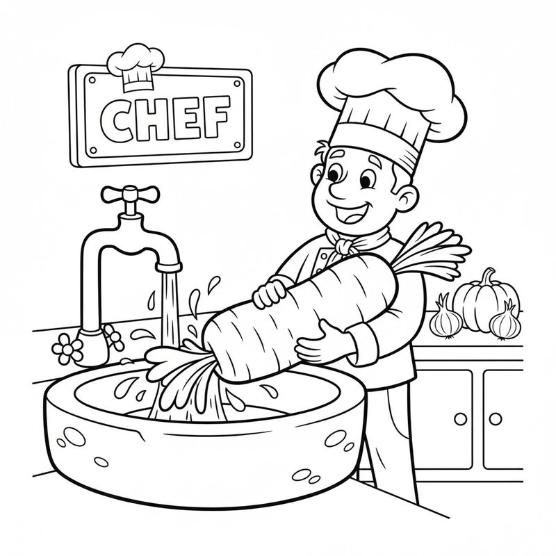 Tranh tô màu nghề đầu bếp nhỏ tuổi