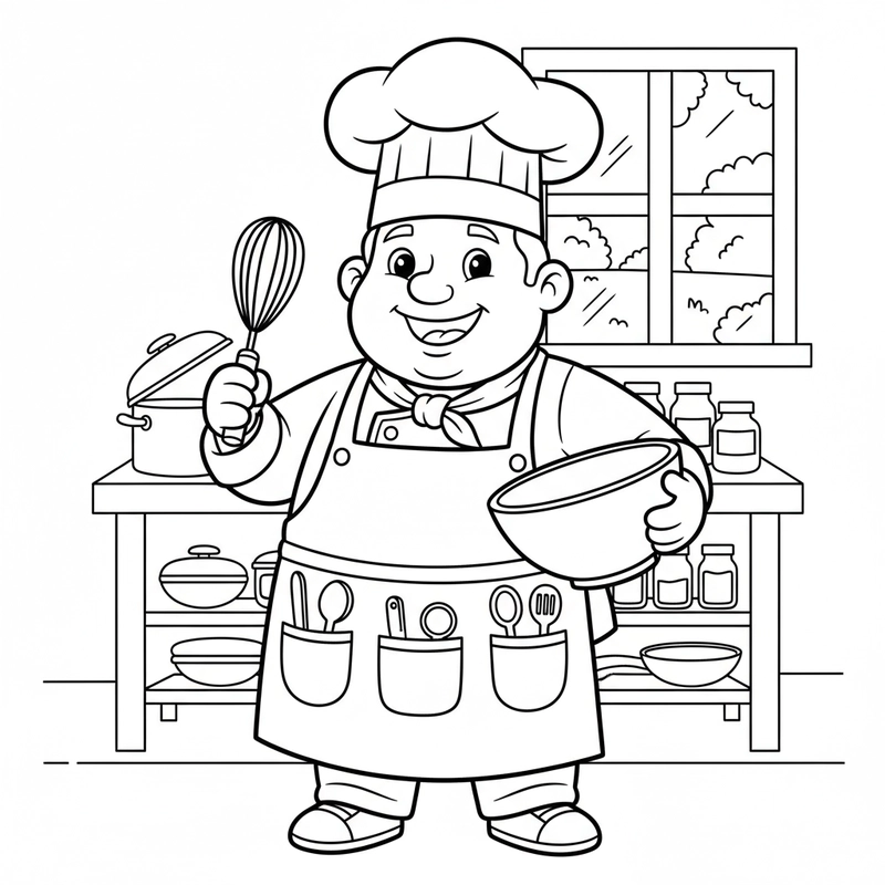 Tranh tô màu nghề đầu bếp sáng tạo