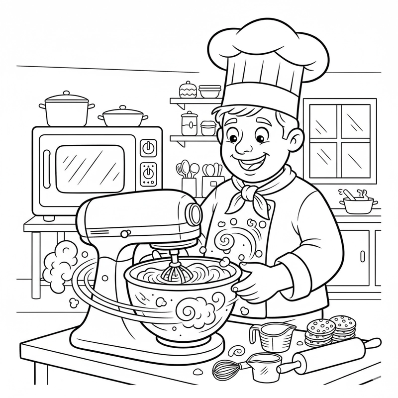 Tranh tô màu nghề đầu bếp