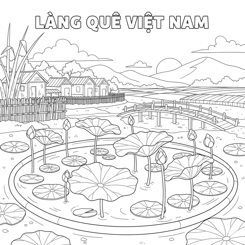 Tranh tô màu nông thôn Việt Nam