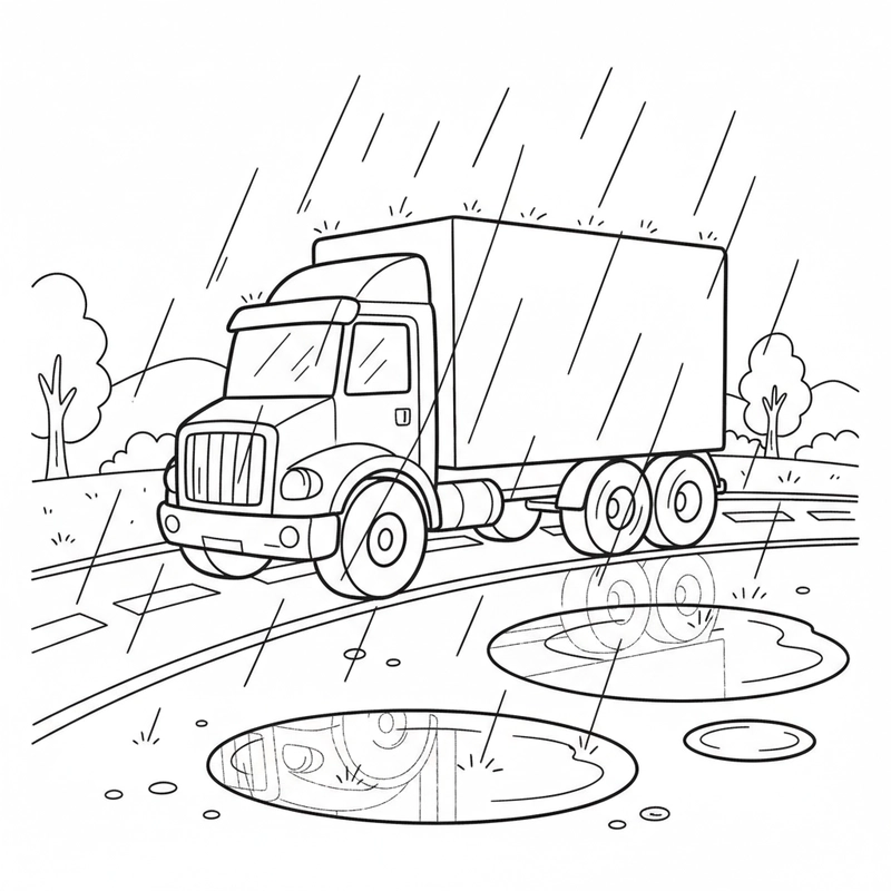 Tranh tô màu ô tô tải cho bé trai