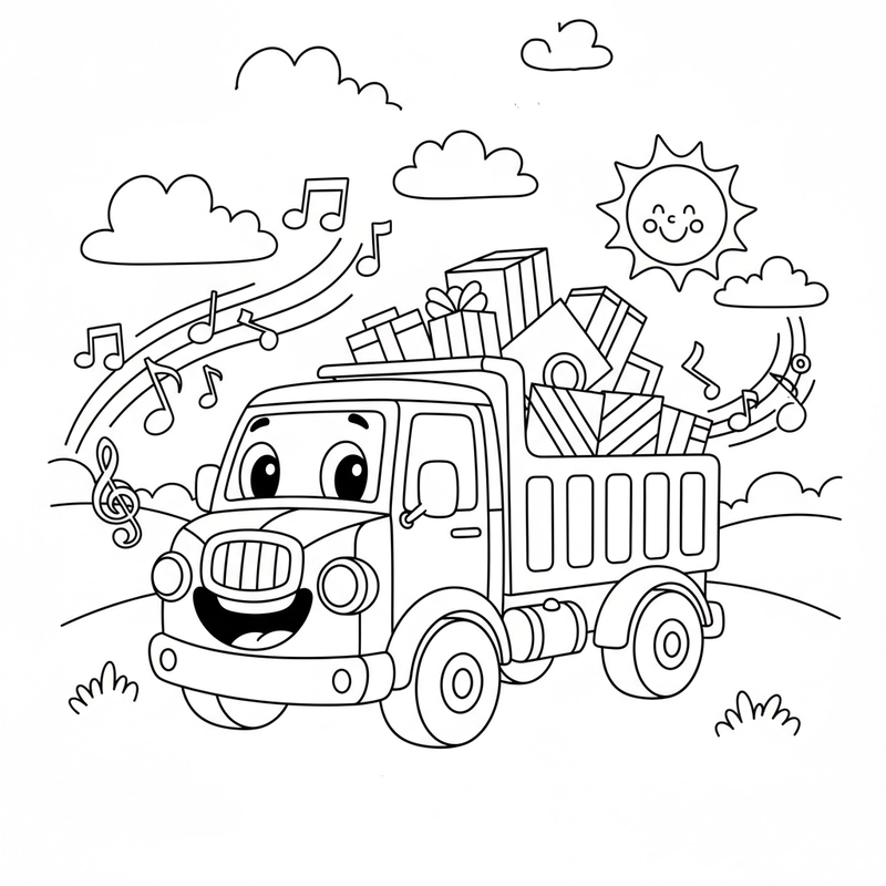 Tranh tô màu ô tô tải sáng tạo